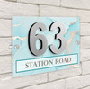 Blue Green Bronze Marble Effect 3D Modern Acrylic Door Number House Sign