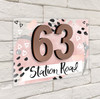 Abstract Scrapbook Dusky Pink 3D Modern Acrylic Door Number House Sign