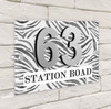 Animal Print Grey Zebra 3D Modern Acrylic Door Number House Sign