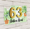 Plant Nature Green Dots 3D Modern Acrylic Door Number House Sign