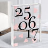 Pink Hearts Wedding Day Any Date Anniversary Engagement Gift Acrylic Block