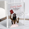 Pink Background Dark Skin Graduate Girl Graduation Congratulations Acrylic Block