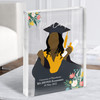 Dark Skin Graduation Girl With Diploma Personalised Gift Acrylic Block