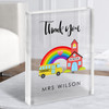 Thank You Teacher School Bus Rainbow Personalised Gift Acrylic Block