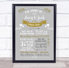 Couple Love Story Typographic Special Events Gold Personalised Gift Print
