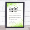 Dictionary Definition Stepdad Green Spring Leaves Personalised Gift Print