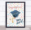 Graduation Congratulations Rainbow Polka Dot Hat Personalised Gift Print
