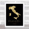 Italy Special Country Date & Occasion Black Gold Personalised Gift Print