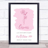 Pink Cosmos October Flower Birthday Meaning Line Art Wash Personalised Print