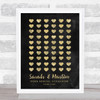 Simple Chalk Gold Hearts Special Date Names Couple Personalised Gift Print