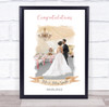 Wedding Day Congratulations Painted Couple Wedding Personalised Gift Print