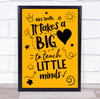 Yellow It Takes A Big Heart Teacher Thank You School Personalised Gift Print