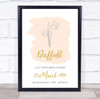 Yellow Wash Daffodil March Flower Birthday Month Meaning Personalised Gift Print