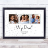 Fathers Day Stepdad Photo Silver Faded Hearts Personalised Gift Print