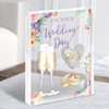 Bright Flowers Floral Champagne Flutes Rings Married Gift Acrylic Block