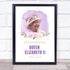 Remembering Queen Elizabeth II Memorial Flowers Purple Gold Art Poster Print