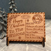 Stripy Personalised Wooden Christmas Postcard - Engraved Christmas Card & Stand