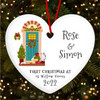 First At Home Winter Door Heart Personalised Christmas Tree Ornament Decoration