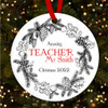 Amazing Teacher Wreath Round Personalised Christmas Tree Ornament Decoration