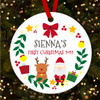 Santa Snowman Name First Round Personalised Christmas Tree Ornament Decoration