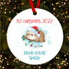 Sleeping Sloth Baby's 1st Round Personalised Christmas Tree Ornament Decoration
