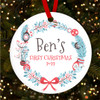 Baby 1st Blue Wreath Round Personalised Christmas Tree Ornament Decoration