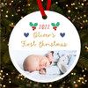 Baby First Photo Round Bauble Personalised Christmas Tree Ornament Decoration