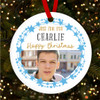 Blue Name Star Frame Photo Round Personalised Christmas Tree Ornament Decoration