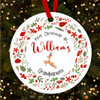 Family First Wreath Reindeer Personalised Christmas Tree Ornament Decoration Family First Wreath Reindeer Personalised Christmas Tree Ornament Decoration