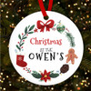 Family Name Festive Wreath Round Personalised Christmas Tree Ornament Decoration