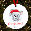 Festive Mouse Baby's 1st Round Personalised Christmas Tree Ornament Decoration