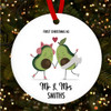 First Mr & Mrs Avocado Round Personalised Christmas Tree Ornament Decoration