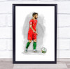 Footballer Bruno Fernandes Portugal Football Player Watercolour Wall Art Print