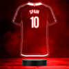 Football Shirt Spain World Cup Sports Fan Personalised Gift Colour Night Light