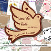 Dove Bird Shape Personalised Wood Wedding Save The Date Magnets & Backing Cards