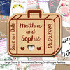 Suitcase Luggage Abroad Wooden Wedding Save The Date Magnets & Backing Cards