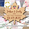 Maple Leaf Autumn Wooden Wedding Save The Date Magnets & Backing Cards