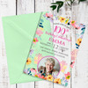 100th Or Any Age Photo Pink Floral Acrylic Clear Birthday Party Invitations