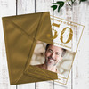 50th Or Any Age Photo Gold Acrylic Clear Transparent Birthday Party Invitations