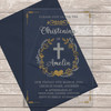 Gold Silver Wreath Acrylic Clear Transparent Luxury Christening Invitations
