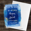 Blue Wash Gold Acrylic Clear Transparent Wedding Save The Date Invite Cards