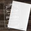 White Deco Line Frame Acrylic Clear Luxury Wedding Save The Date Invite Cards