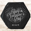 Hexagon Slate Cupid Happy Valentine's Day Hearts Gift Personalised Coaster