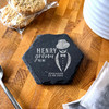 Hexagon Slate Groom To Be Tuxedo Engagement Date Gift Personalised Coaster