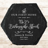 Hexagon Slate Our First New Home House Heart Address Gift Personalised Coaster