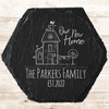 Hexagon Slate Our New Home House Doodle The Family Gift Personalised Coaster