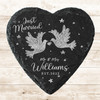 Heart Slate Doves Just Married Newlyweds Wedding Day Gift Personalised Coaster