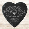 Heart Slate Doves Vintage Frame Newlyweds Wedding Day Gift Personalised Coaster