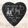 Heart Slate He Asked She Said Yes Engagement Proposal Gift Personalised Coaster