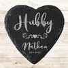 Heart Slate Hubby Swirls Husband Newlyweds Wedding Day Gift Personalised Coaster